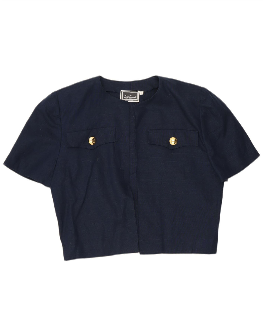 Luisa Spagnoli Γυναικείο κοντομάνικο μπολερό μπλουζάκι UK 12 μεσαίο μπλε βαμβακερό