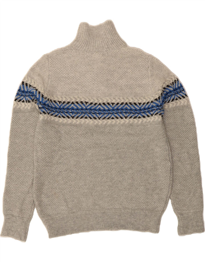 NAUTICA Mens Button Neck Jumper Sweater Small Grey Fair Isle Acrylic Vintage Nautica and Second-Hand Nautica from Messina Hembry 