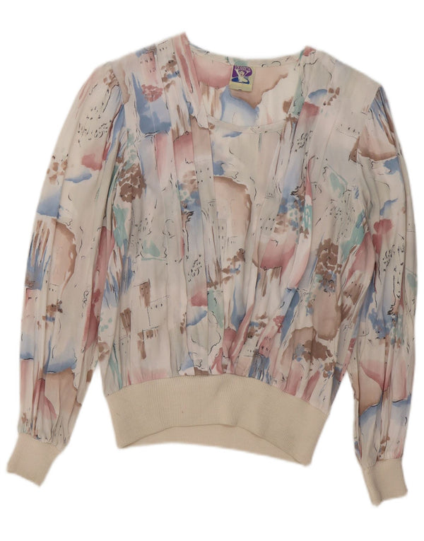 Γυναικεία μακρυμάνικη μπλούζα C & A Abstract Pattern Top UK 14 Medium White