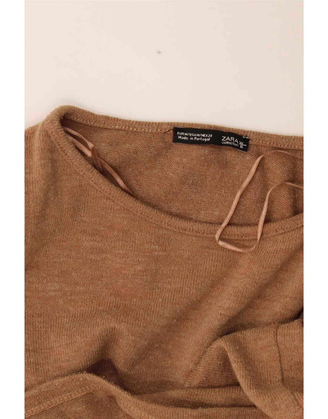 Zara Γυναικεία Μπλούζα Off Shoulder Top UK 14 Medium Beige Flecked