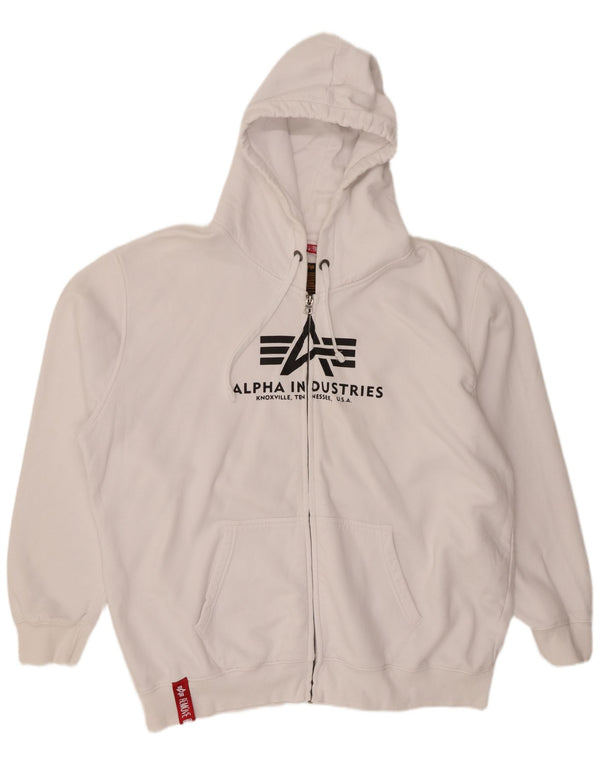 Ανδρικό πουλόβερ με κουκούλα με φερμουάρ ALPHA INDUSTRIES 4XL λευκό βαμβακερό
