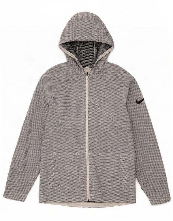 Ανδρικό μπουφάν βροχής με κουκούλα Nike UK 38 Medium Grey Geometric Nylon