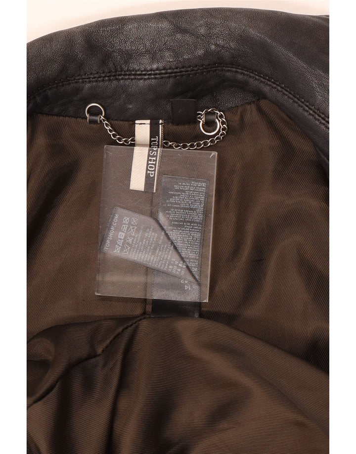 Topshop Γυναικείο Δερμάτινο Μπουφάν Biker UK 14 Large Black Lambskin