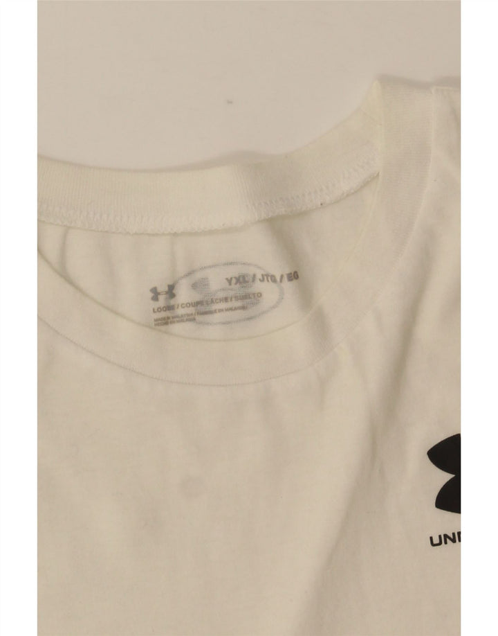 UNDER Armour Boys T-Shirt Top 13-14 Years XL Λευκό