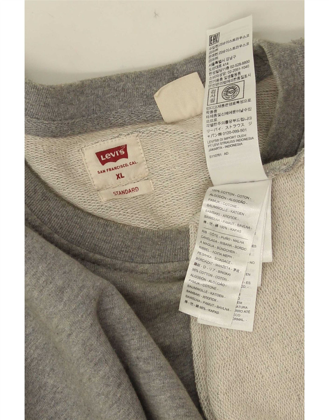 Ανδρικό φούτερ Levi's Standard Jumper XL Γκρι βαμβακερό
