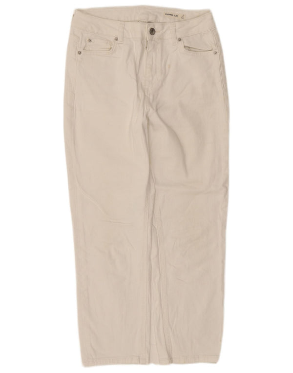 Marks & Spencer Womens Slim Cropped Jeans UK 10 Small W28 L24 White Cotton