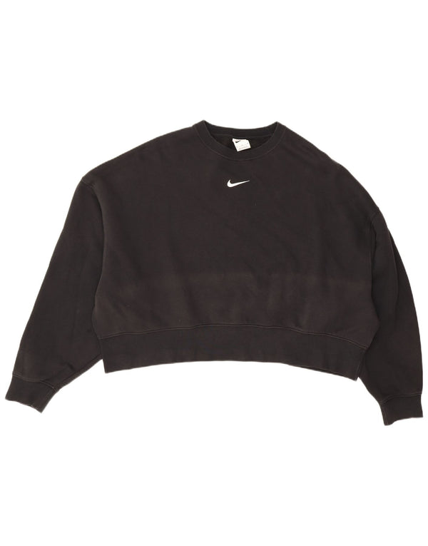 Γυναικείο φούτερ Nike Crop Oversized Jumper UK 14 Μεσαίο μαύρο βαμβακερό
