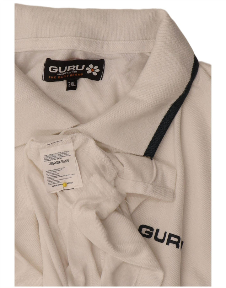 Guru Ανδρικό Πόλο Μπλουζάκι 3XL Λευκό βαμβακερό
