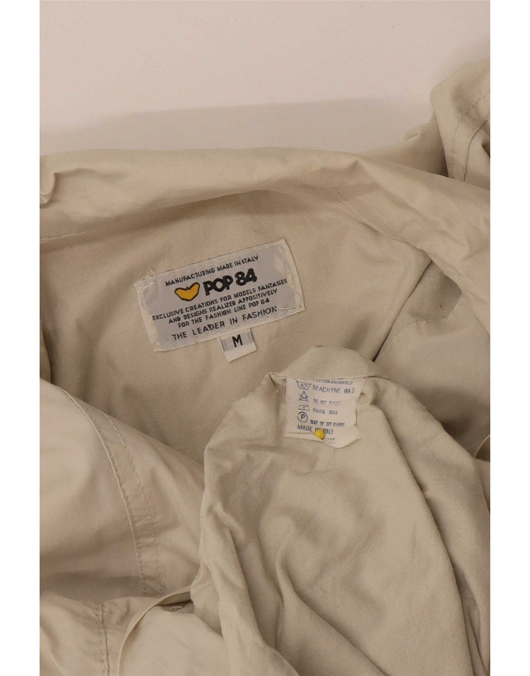 POP 84 Ανδρικό Bomber Jacket UK 38 Medium Off White Βαμβακερό