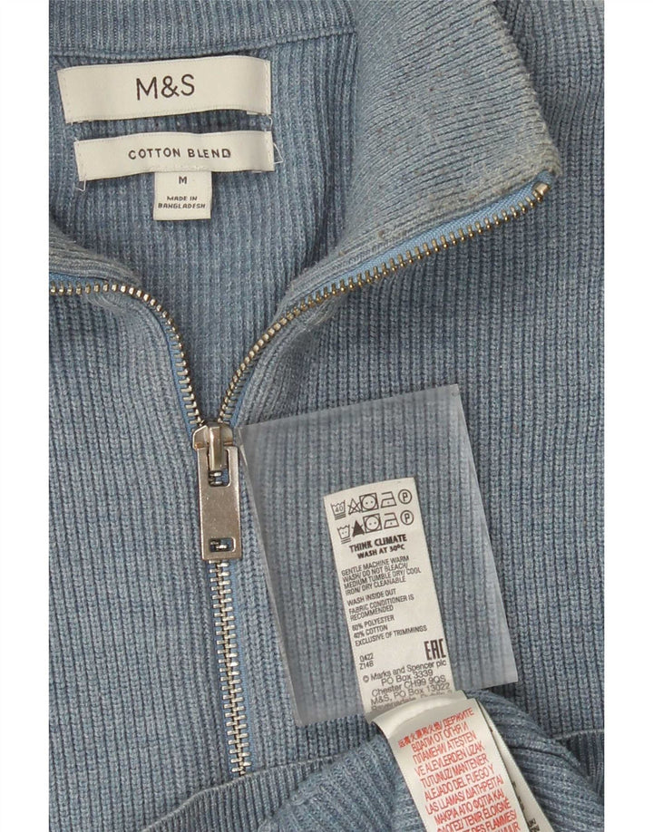 Ανδρικό πουλόβερ ζακέτα Marks & Spencer Μεσαίο μπλε πολυεστέρας