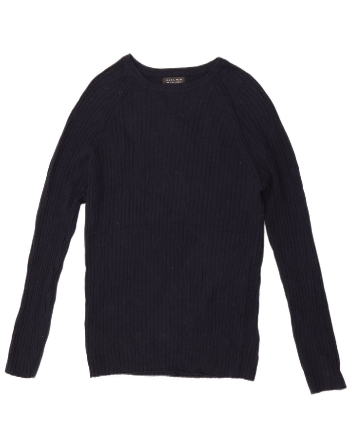 Ανδρικό πουλόβερ Zara Boat Neck Jumper Small Navy Blue