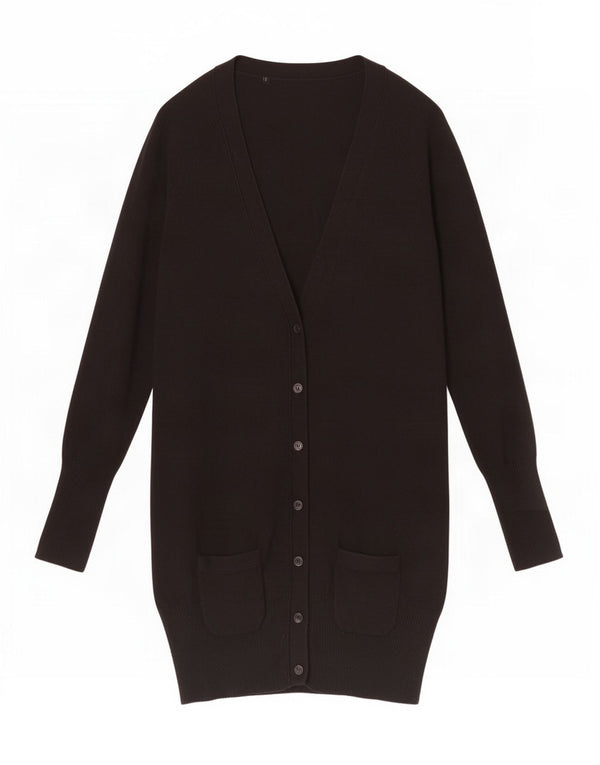 Zara Γυναικείο πουλόβερ ζακέτα Longline UK 12 μεσαίο μαύρο βαμβακερό