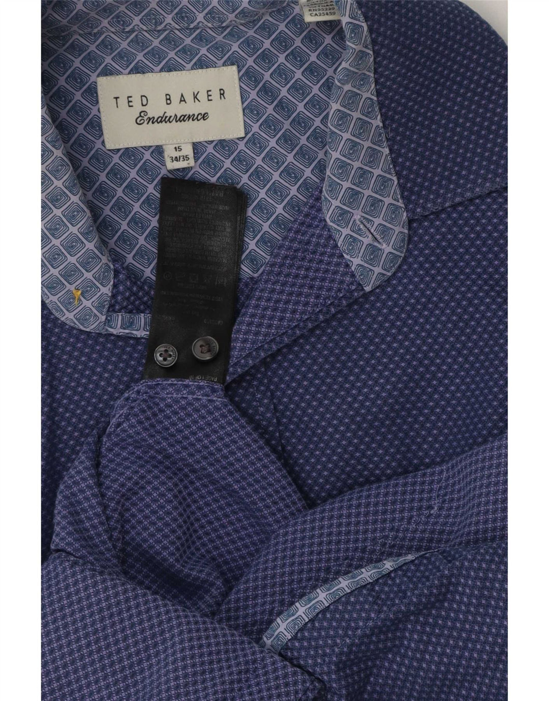Ανδρικό πουκάμισο Ted Baker νούμερο 15 Βαμβακερό μεσαίο μπλε ναυτικό
