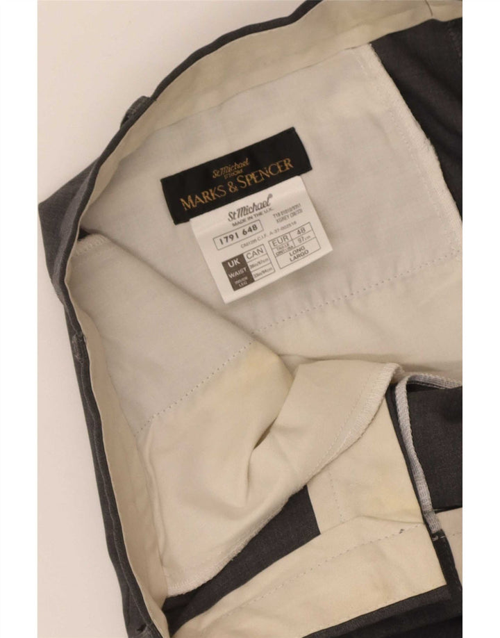 Marks & Spencer Ανδρικό παντελόνι με καρφίτσα W38 L33 Γκρι μαλλί