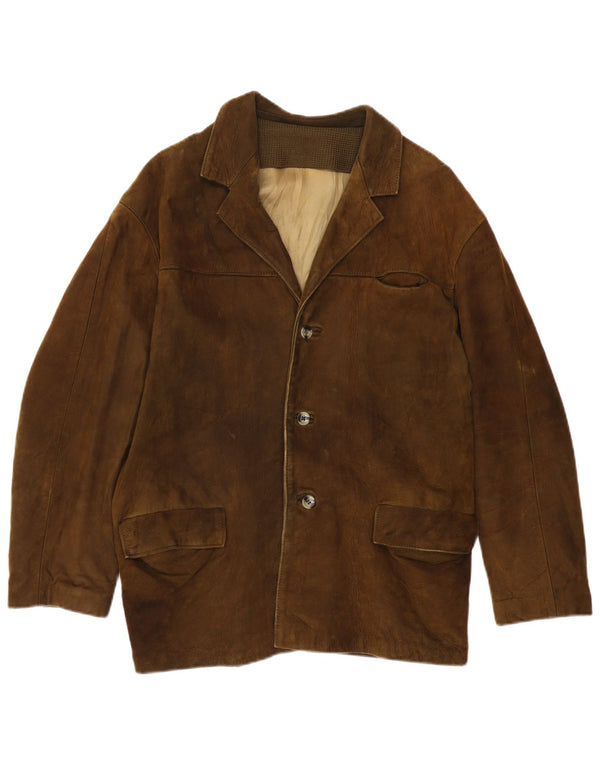 VINTAGE Ανδρικό Δερμάτινο Μπουφάν UK 38 Medium Khaki Leather