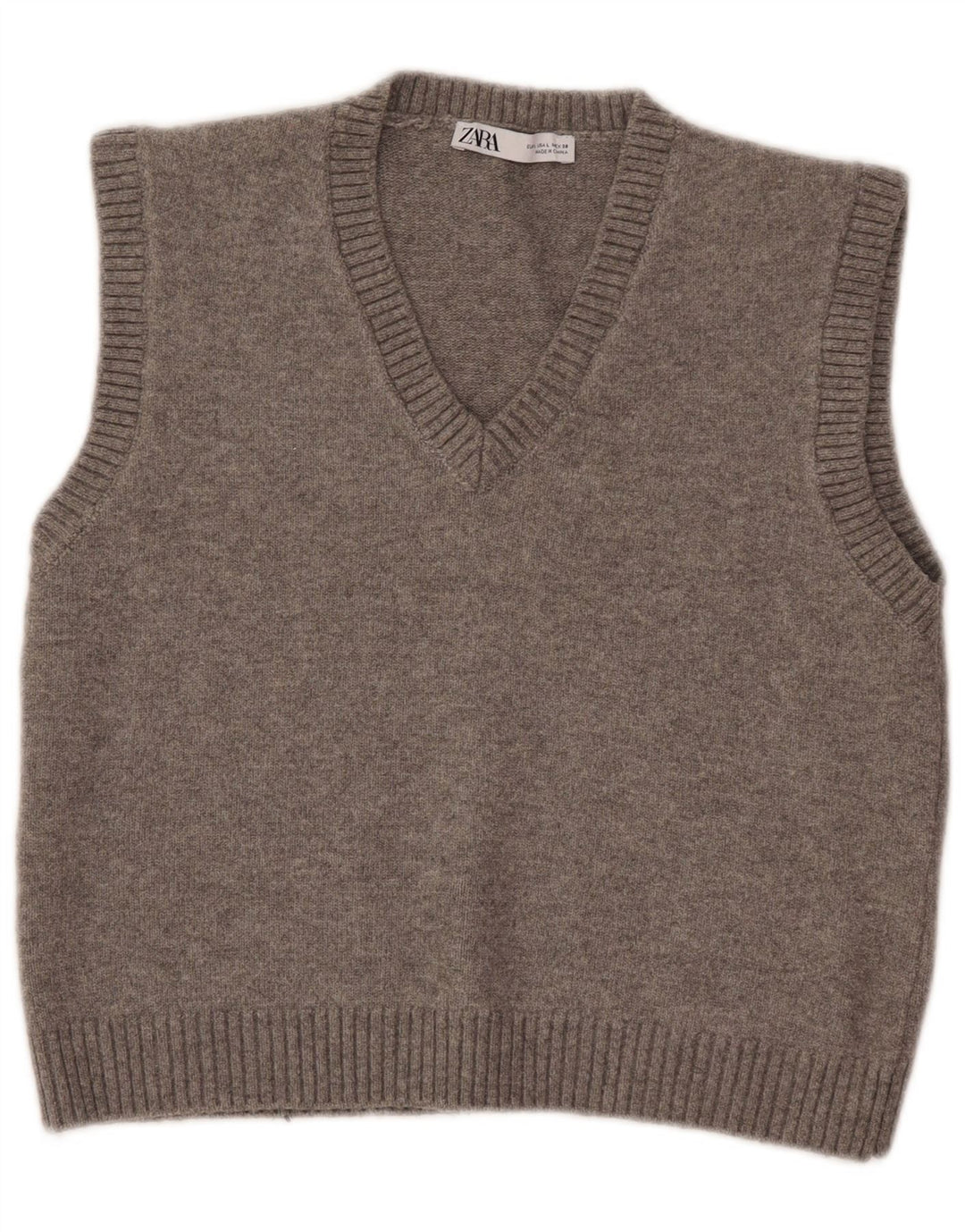 Zara Γυναικείο γιλέκο Crop Tank Top UK 14 Large Grey Polyester