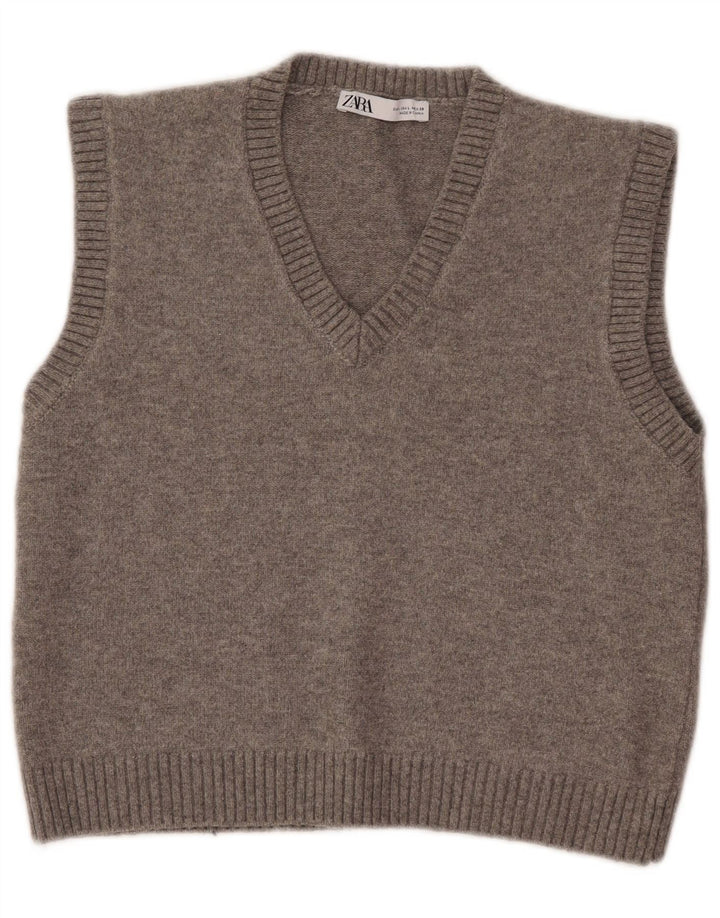Zara Γυναικείο γιλέκο Crop Tank Top UK 14 Large Grey Polyester