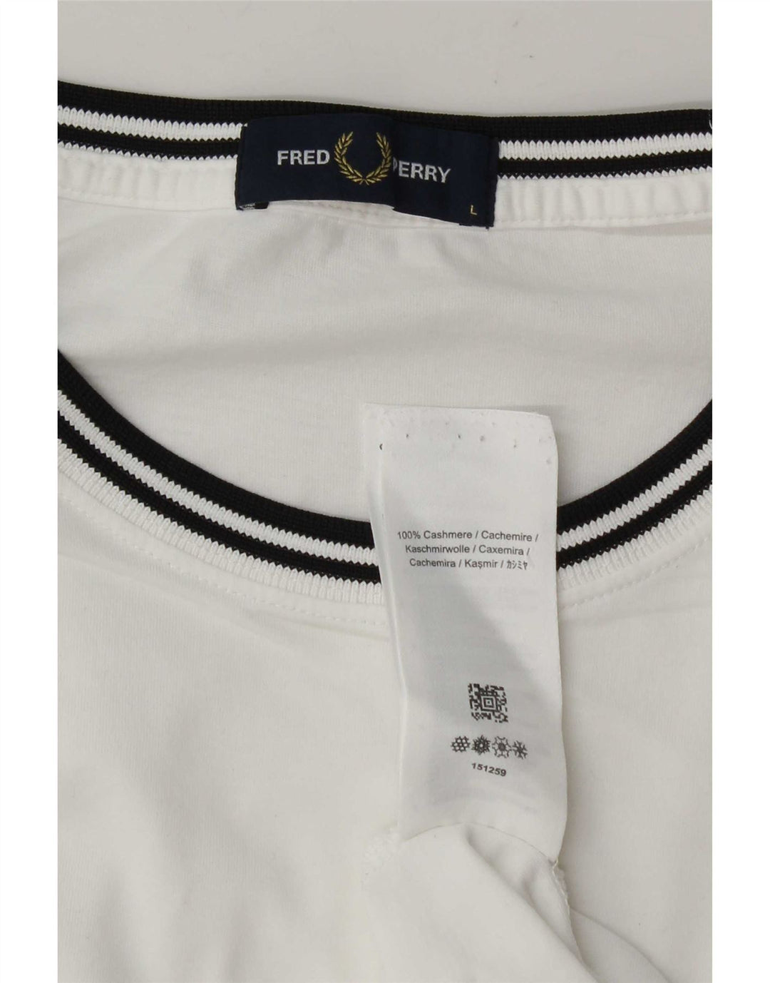 Fred Perry Ανδρικό T-Shirt Top μεγάλο λευκό ριγέ κασμίρ