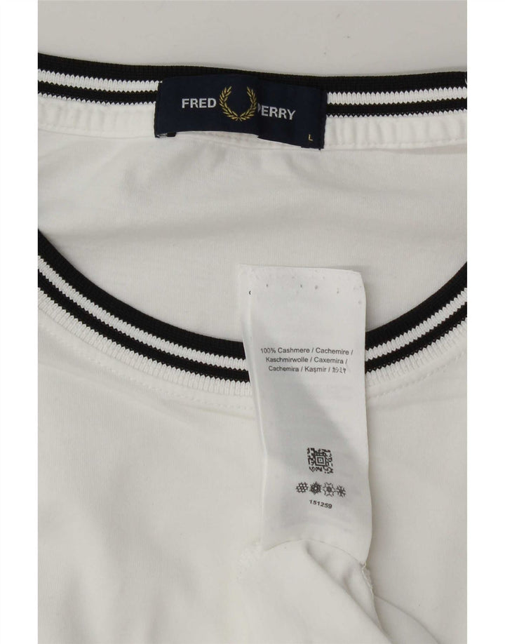 Fred Perry Ανδρικό T-Shirt Top μεγάλο λευκό ριγέ κασμίρ