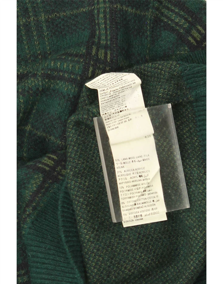 Ανδρικό πουλόβερ Benetton Crew Neck Jumper XL Green Check Wool