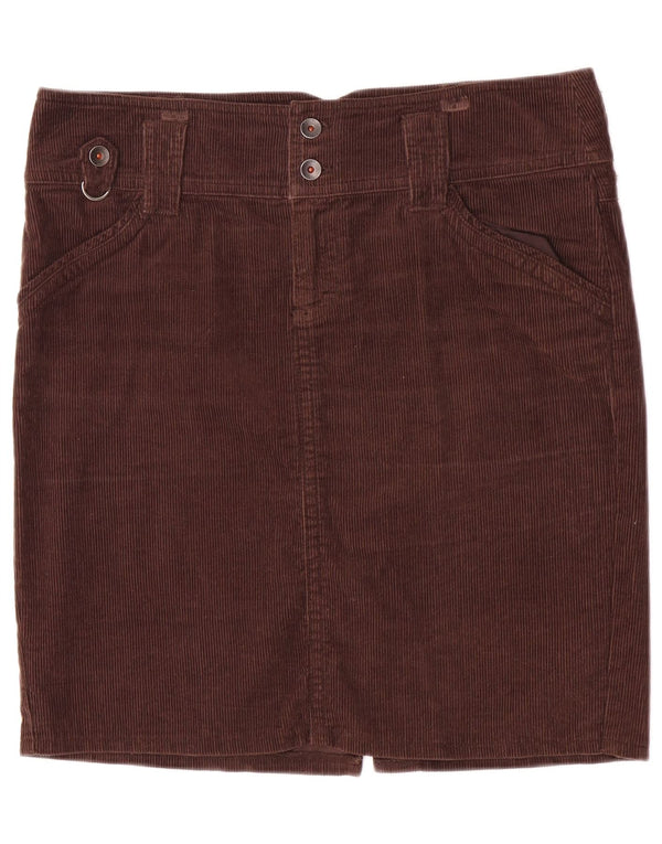 Benetton Γυναικεία Κοτλέ Φούστα IT 46 XL W34 Καφέ Βαμβακερή