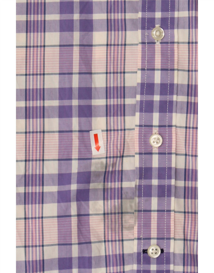 TOMMY HILFIGER Mens Short Sleeve Shirt Medium Purple Check Cotton Vintage Tommy Hilfiger and Second-Hand Tommy Hilfiger from Messina Hembry 