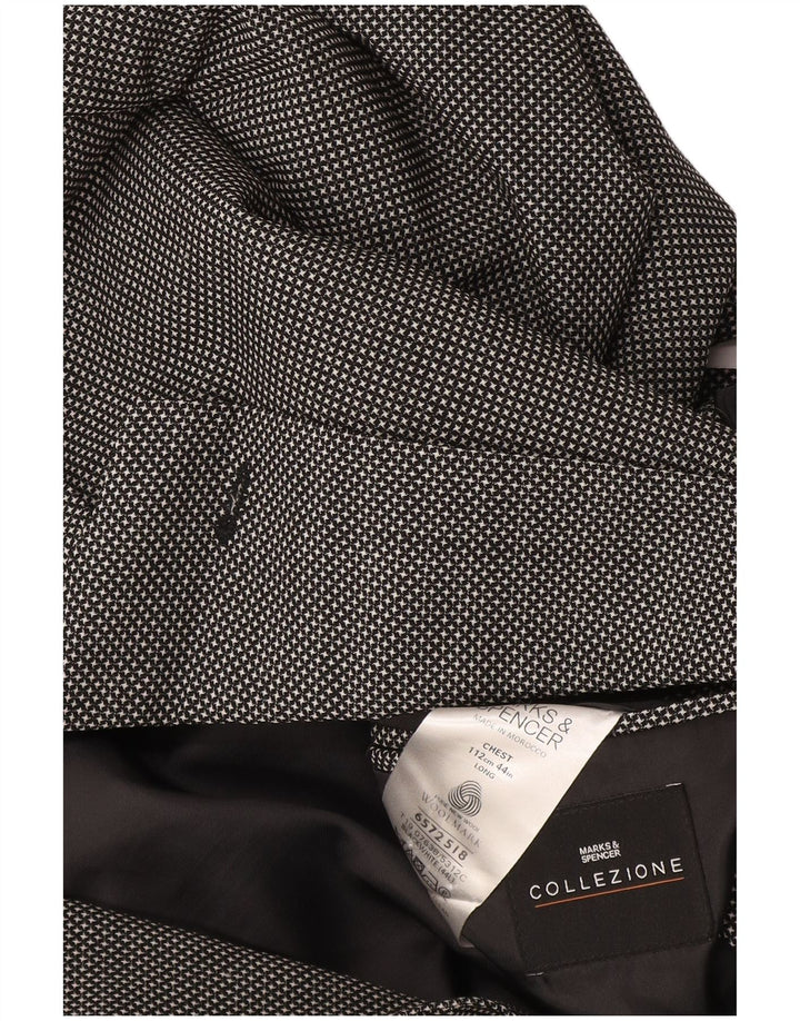 Marks & Spencer Ανδρικό σακάκι σακάκι με 2 κουμπιά UK 44 XL μαύρο καρό μαλλί