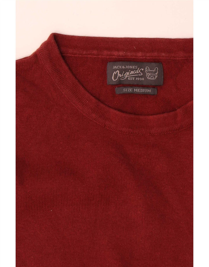 Jack & Jones Ανδρικό πουλόβερ με λαιμόκοψη, μεσαίο κόκκινο βαμβακερό