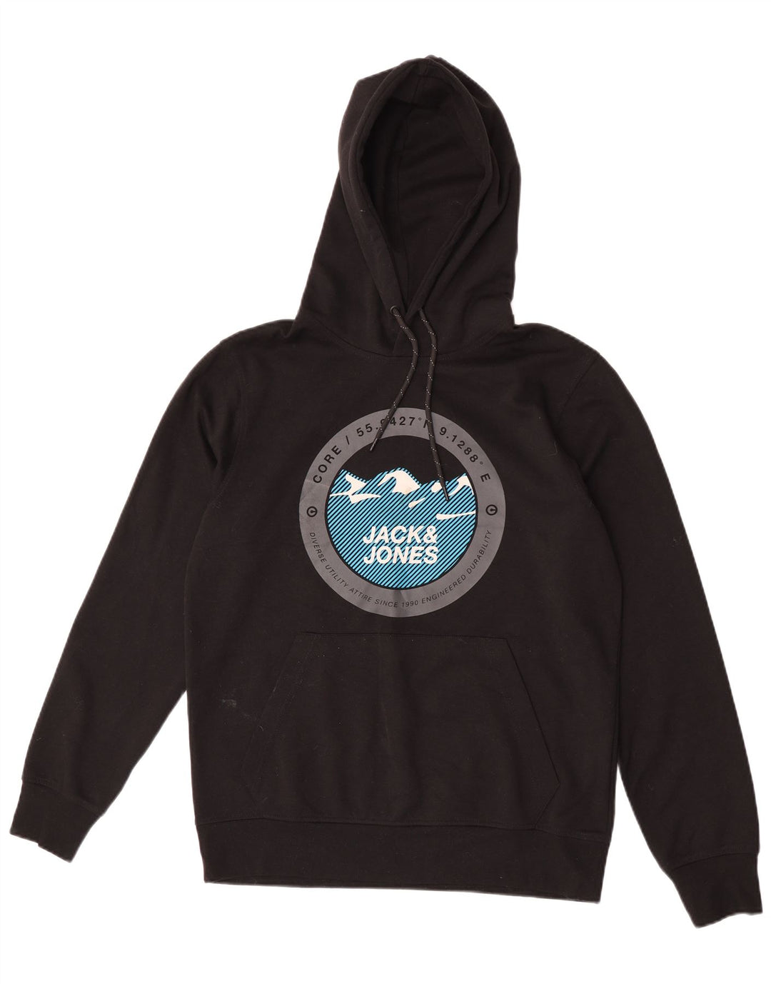 Jack & Jones Ανδρικά γραφικά με κουκούλα, μεσαίο μαύρο πολυεστέρας