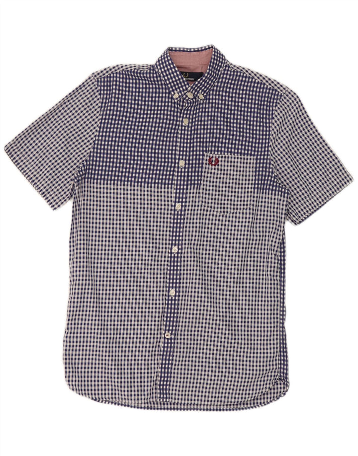 Fred Perry Ανδρικό κοντομάνικο πουκάμισο Small Blue Check Cotton