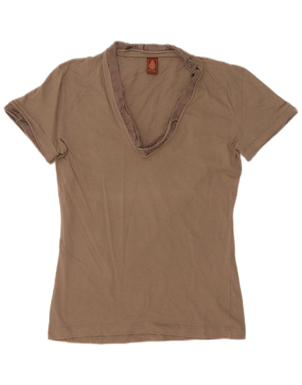 Γυναικείο T-Shirt Dondup Top UK 12 Medium Khaki Cotton