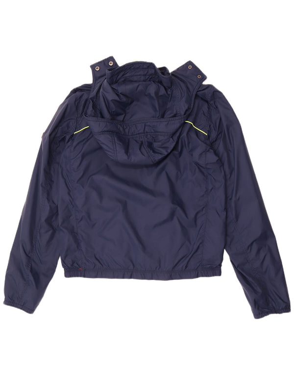 Tommy Hilfiger Womens Hooded Rain Jacket UK 16 Large Navy Blue Nylon