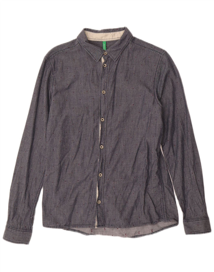 BENETTON Πουκάμισο αγοριών 13-14 ετών 3XL Navy Blue με στίγματα