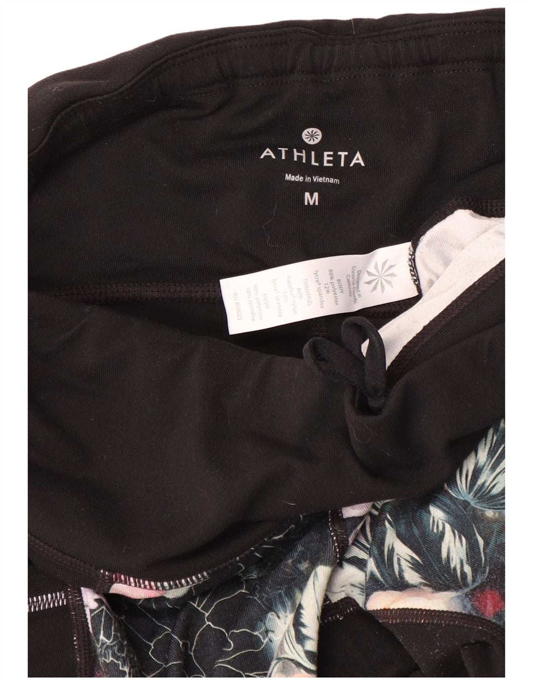 Athleta Γυναικεία Crop Leggings UK 14 Medium Black Floral Polyester