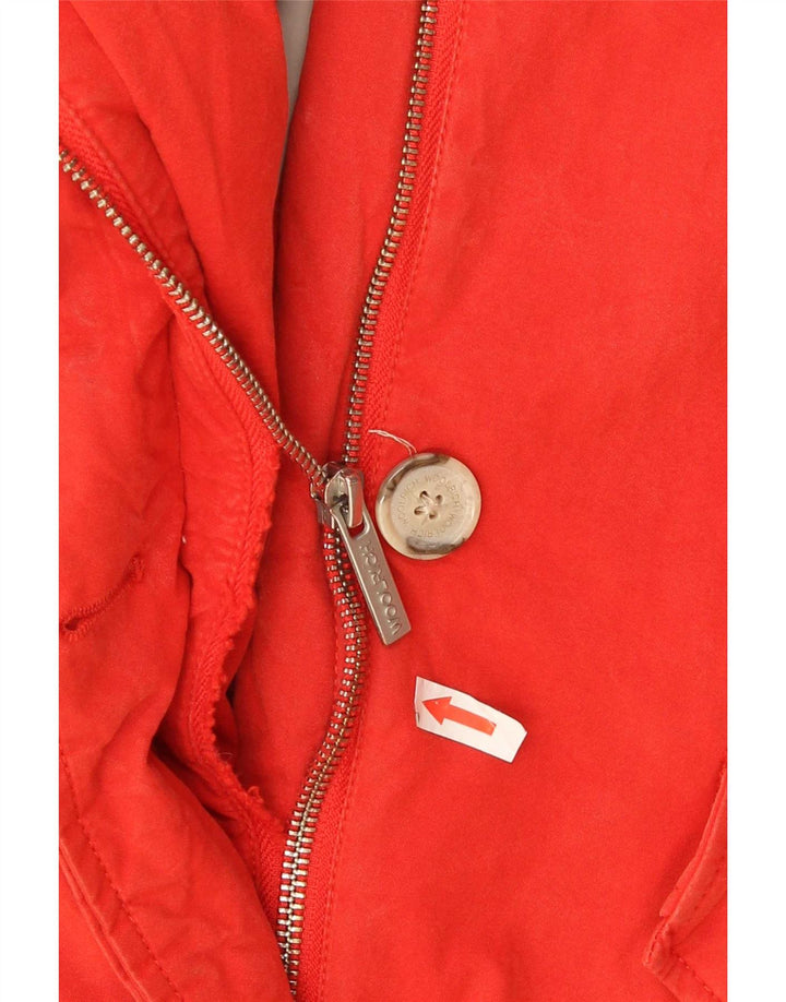 Woolrich Γυναικείο μπουφάν με κουκούλα UK 14 μεσαίο κόκκινο βαμβακερό