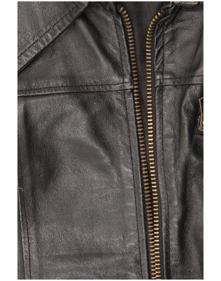 Vintage Γυναικείο Δερμάτινο Μπουφάν UK 18 XL Μαύρο Δερμάτινο