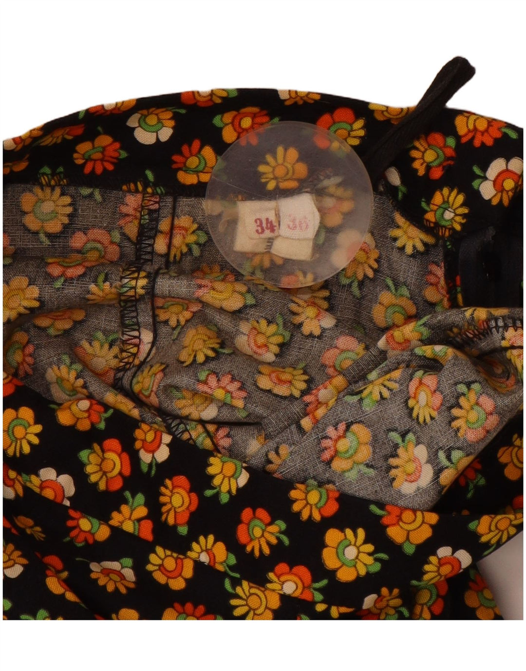 VINTAGE Γυναικεία Maxi A-Line φούστα EU 34 2XS W24 Μαύρη φλοράλ βαμβακερή