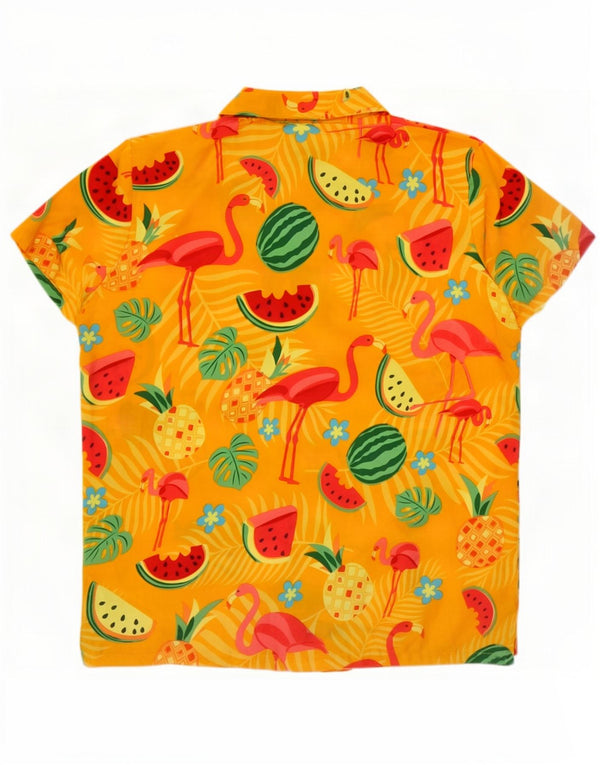 Vintage Mens Graphic Short Sleeve Shirt XL Yellow Terivoile Festival