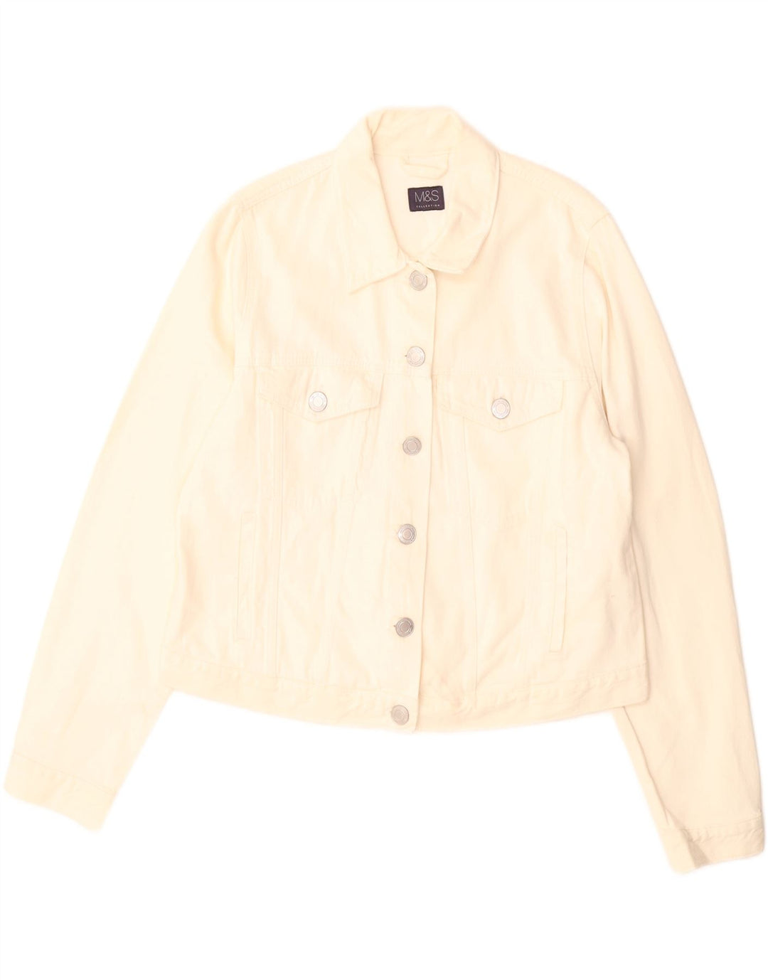 Marks & Spencer Γυναικείο τζιν μπουφάν UK 16 Large Off White βαμβακερό