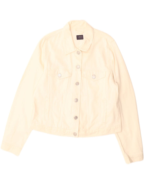 Marks & Spencer Γυναικείο τζιν μπουφάν UK 16 Large Off White βαμβακερό