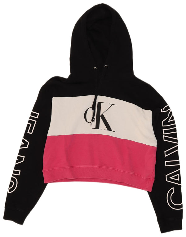 Calvin Klein Jeans Γυναικεία κουκούλα μεγάλου μεγέθους Crop UK 10 Small Black