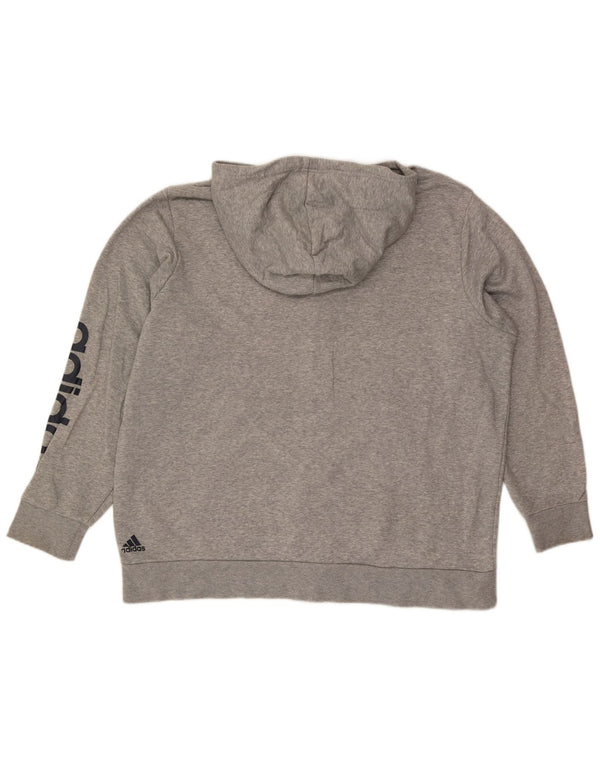Adidas Mens Graphic Zip Hoodie Sweater 2XL Grey Flecked