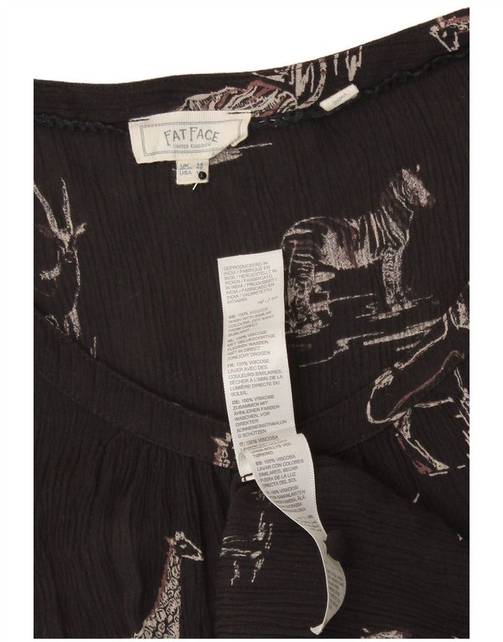 Γυναικεία γραφική μπλούζα Fat Face Top UK 14 Large Black Viscose