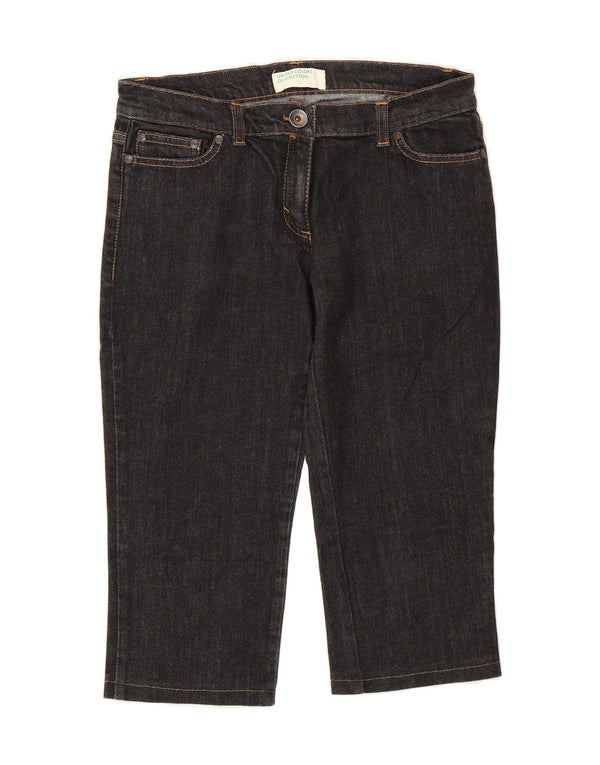 BENETTON Womens Capri Jeans IT 44 Medium W30 L17 Black Cotton