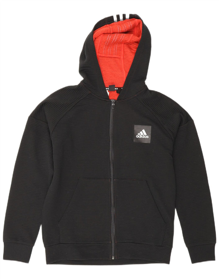 Adidas Boys Zip Hoodie πουλόβερ 13-14 ετών μαύρο πολυεστέρα