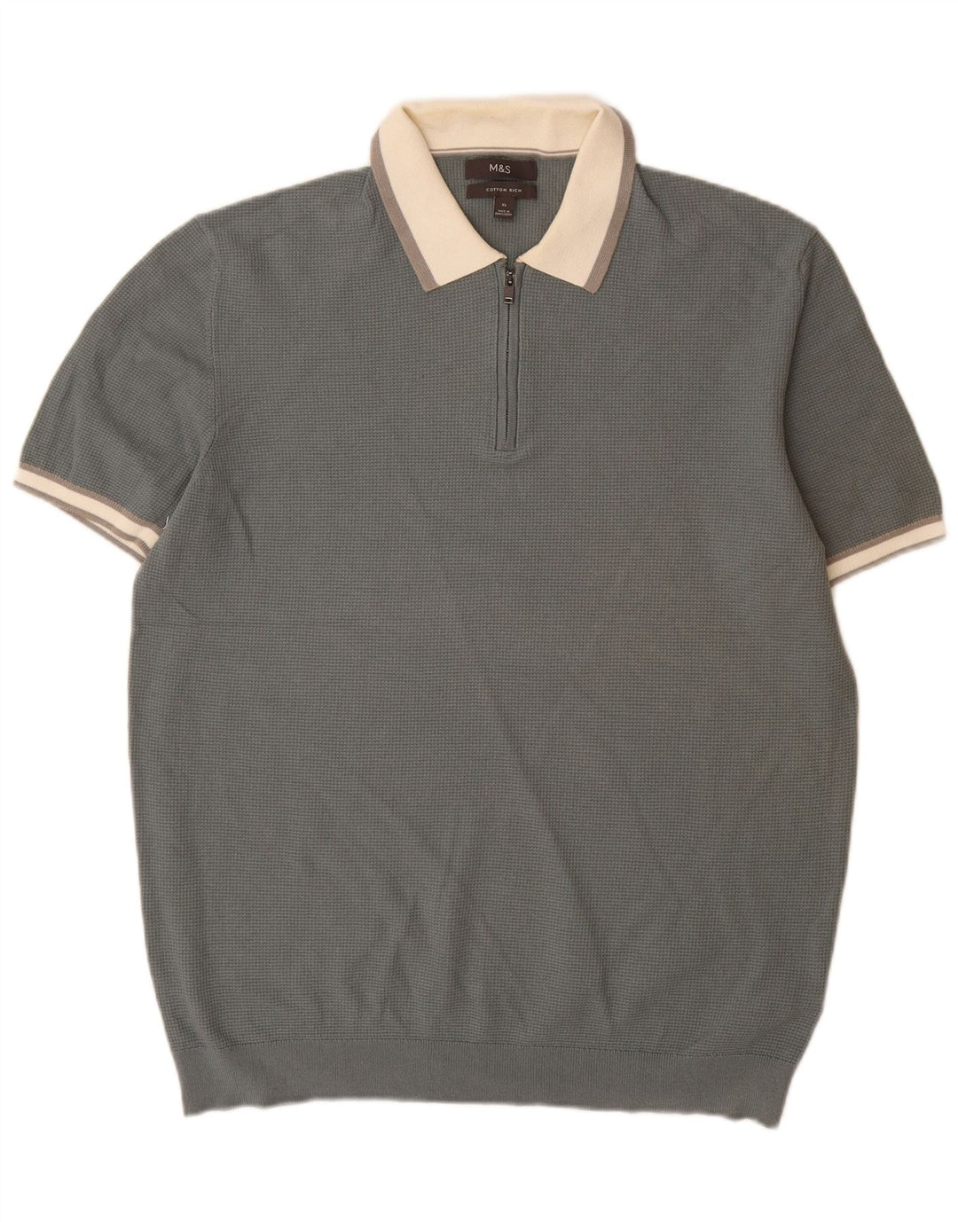 Marks & Spencer Ανδρικό πουλόβερ με λαιμό πόλο XL Γκρι Colourblock