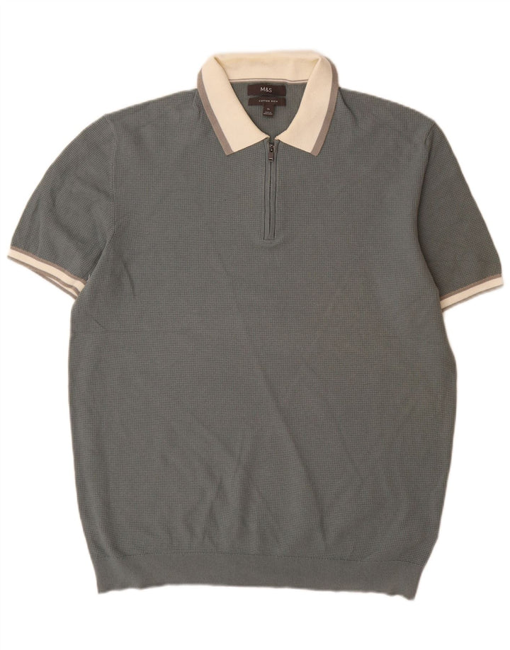 Marks & Spencer Ανδρικό πουλόβερ με λαιμό πόλο XL Γκρι Colourblock