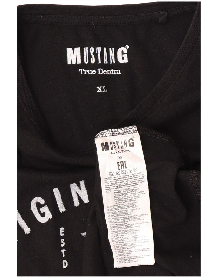 MUSTANG Ανδρικό γραφικό T-Shirt Top XL Μαύρο βαμβακερό