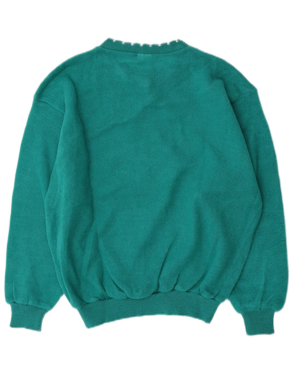 Vintage γυναικείο πουλόβερ με λαιμόκοψη UK 16 Large Green Acrylic