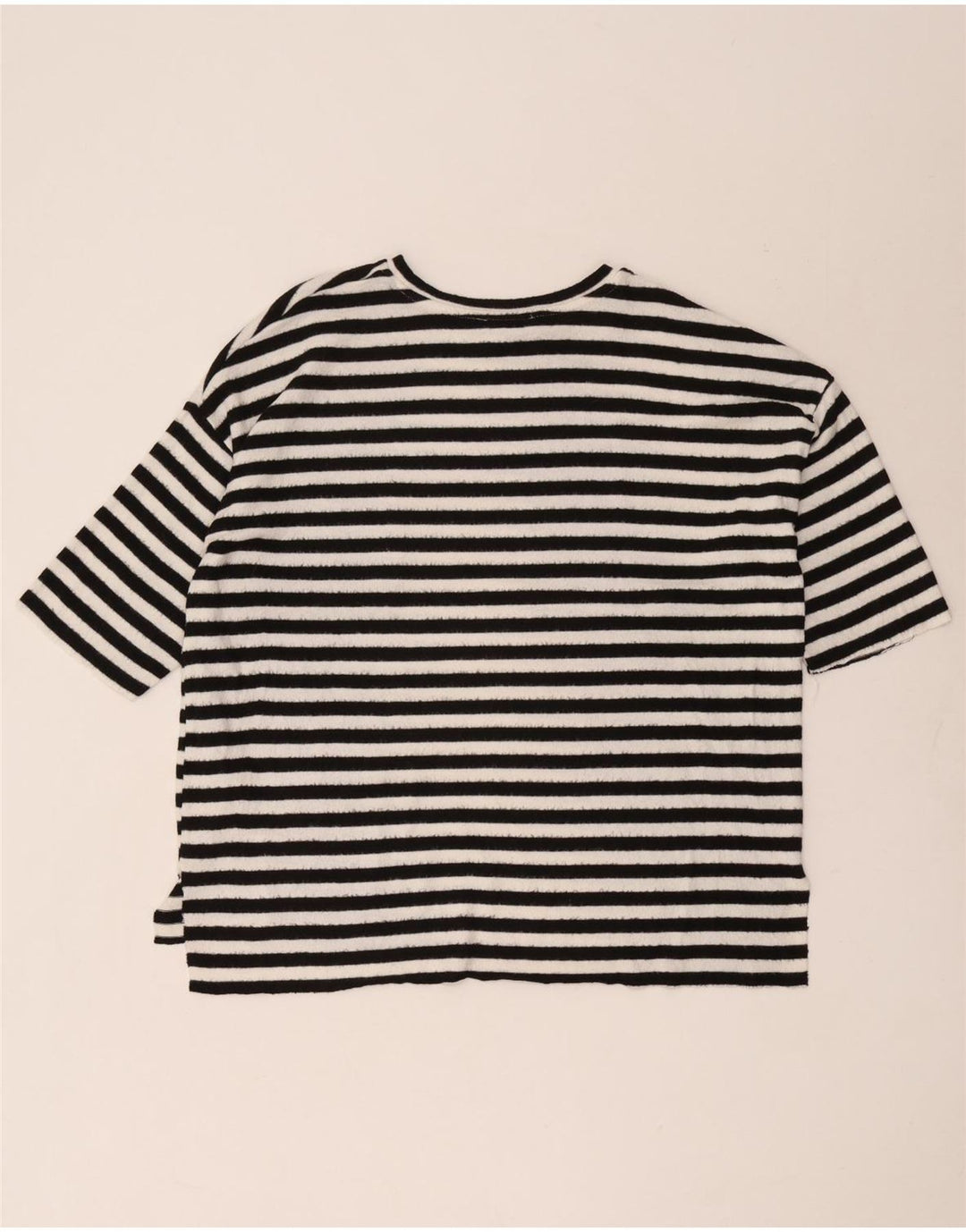 Zara Γυναικείο T-Shirt Top UK 14 Medium Μαύρο ριγέ
